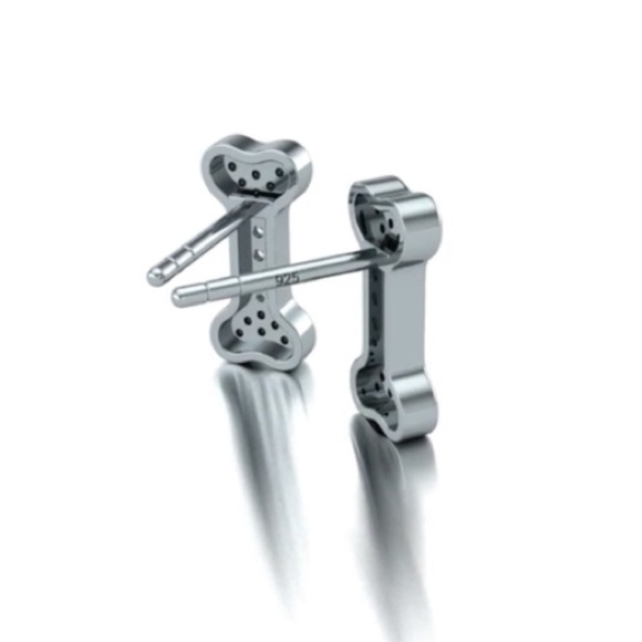 Natural Diamond Dog Bone Earrings - Picture 2 of 10